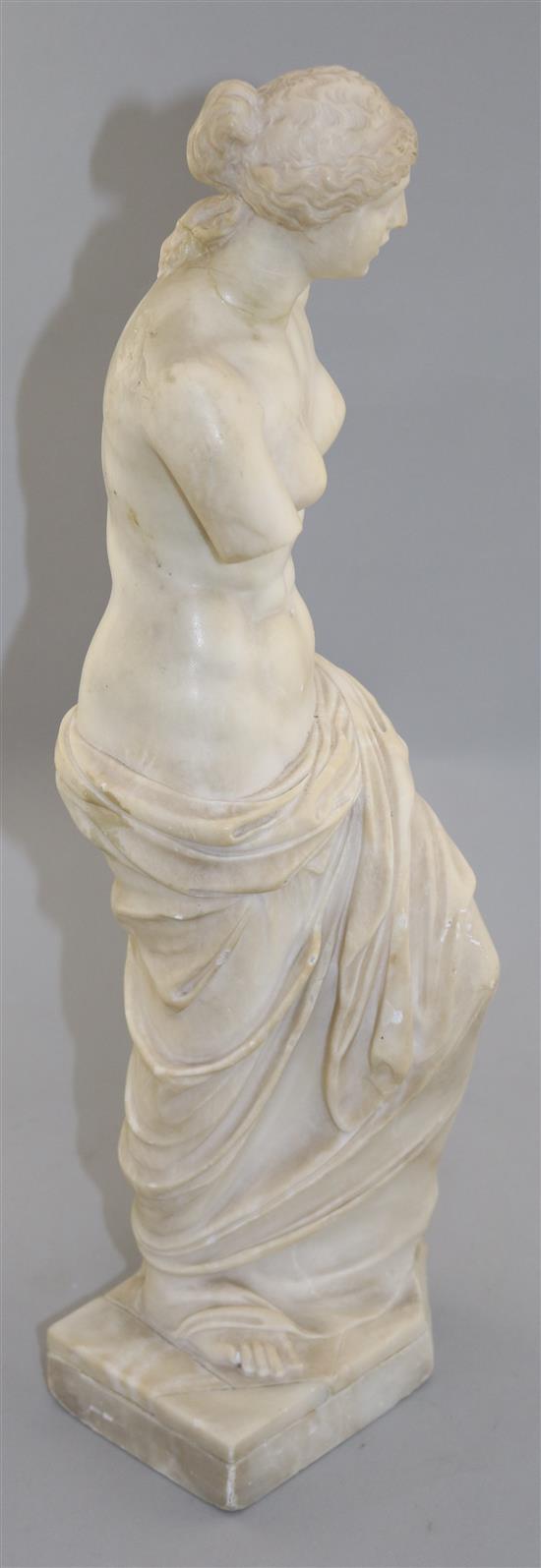 A late 19th century Italian alabaster model of the Venus de Milo, 20.5in.